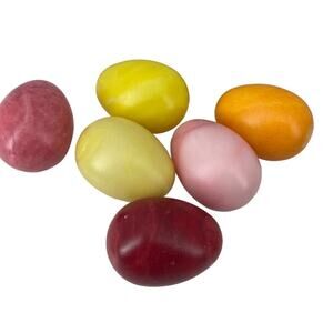 Vintage Italian Alabaster Easter Egg Half Dozen Colorful Stone Decorative Spring